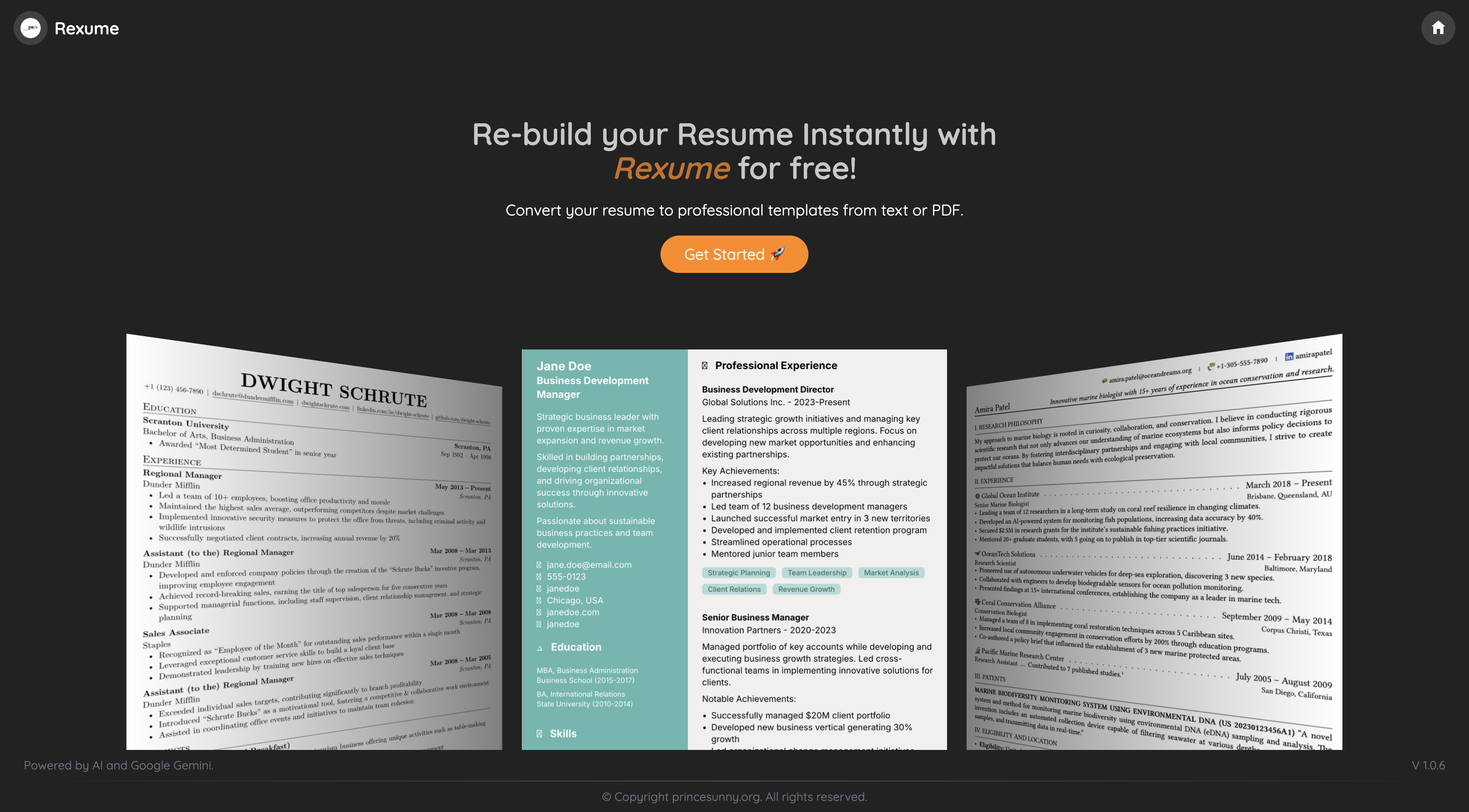 Rexume Web App